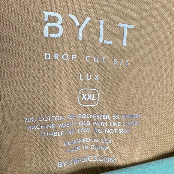BYLT Drop Cut Lux Pocket Short Sleeve Tee T-Shirt Tan Color Size XXL - Picture 4 of 4